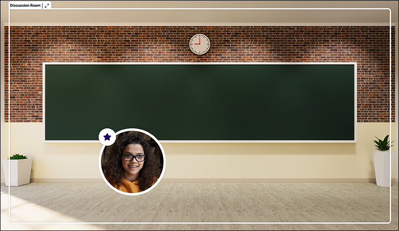 Student webcam icon positioned inside InSpace Discussion Room