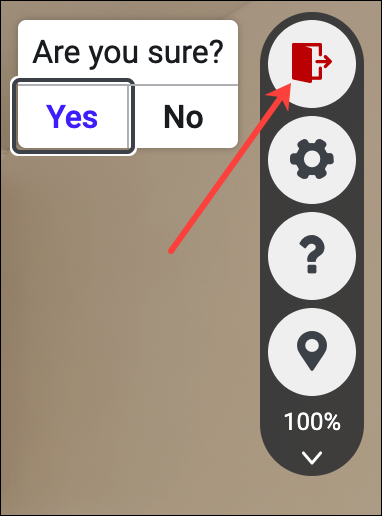 InSpace Exit button and prompt