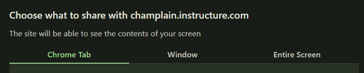 select the screen to share