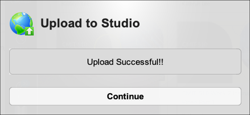 Upload Successful - Continue Button